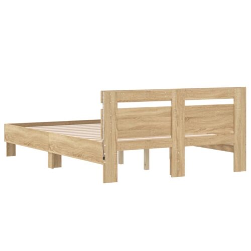 Bed Frame with LED Sonoma Oak 135x190cm - Image 9