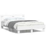Bed Frame with LED White 135x190cm