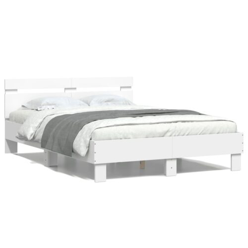 Bed Frame with LED White 135x190cm