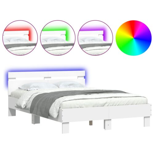 Bed Frame with LED White 135x190cm - Image 2