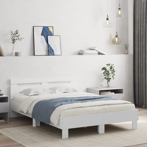Bed Frame with LED White 135x190cm - Image 3