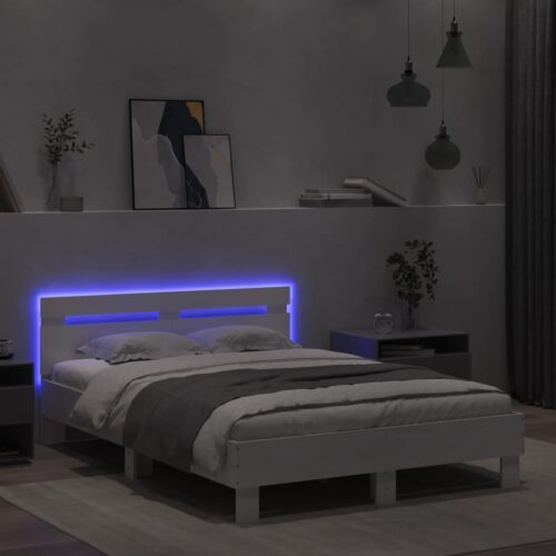 Bed Frame with LED White 135x190cm - Image 4