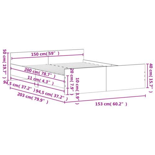 Bed Frame White 150x200cm - Image 9