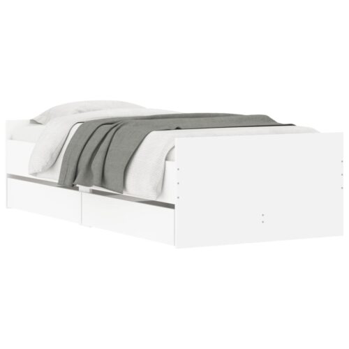 Bed Frame with Drawers White 90x190cm - Image 3