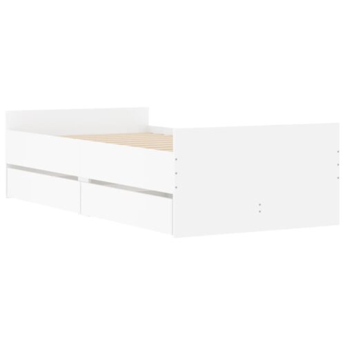 Bed Frame with Drawers White 90x190cm - Image 4