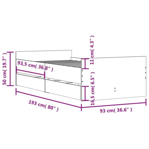 Bed Frame with Drawers White 90x190cm - Image 11