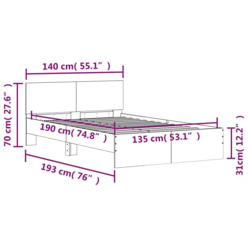 Bed Frame Sonoma Oak 135x190cm - Image 10