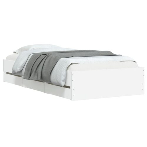 Bed Frame with Drawers White 90x190cm - Image 3