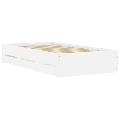Bed Frame with Drawers White 90x190cm - Image 4