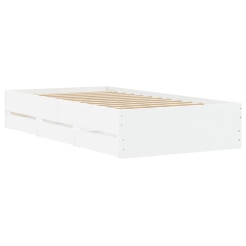 Bed Frame with Drawers White 90x190cm - Image 8