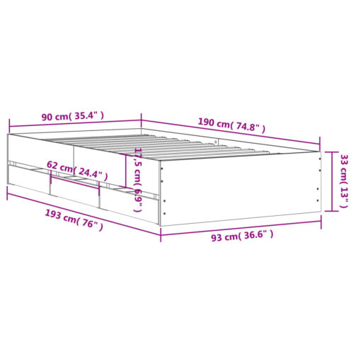Bed Frame with Drawers White 90x190cm - Image 11