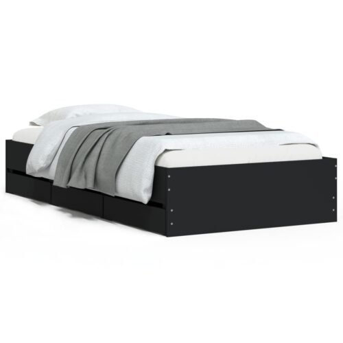 Bed Frame with Drawers Black 90x190cm