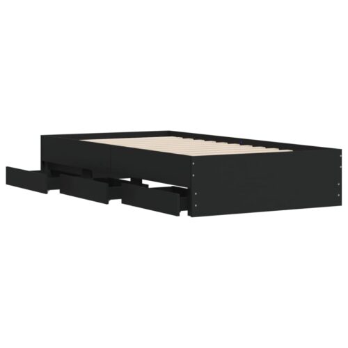 Bed Frame with Drawers Black 90x190cm - Image 5