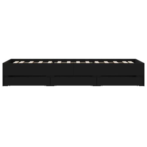 Bed Frame with Drawers Black 90x190cm - Image 7