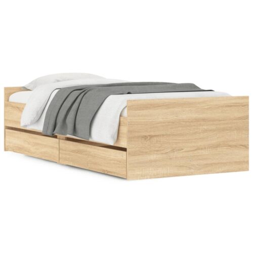 Bed Frame with Drawers Sonoma Oak 90x190cm