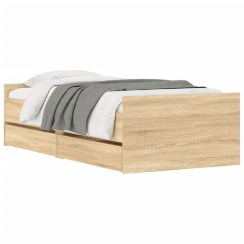 Bed Frame with Drawers Sonoma Oak 90x190cm - Image 3