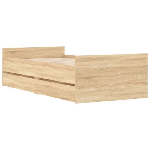 Bed Frame with Drawers Sonoma Oak 90x190cm - Image 4