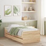 Bed Frame with Drawers Sonoma Oak 90x190cm