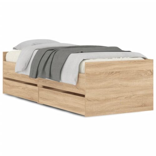 Bed Frame with Drawers Sonoma Oak 90x190cm - Image 2