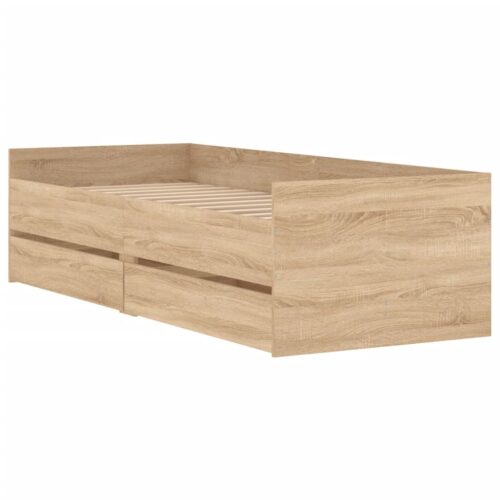 Bed Frame with Drawers Sonoma Oak 90x190cm - Image 4