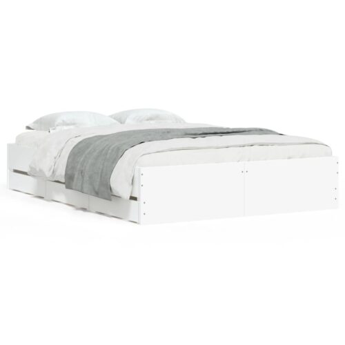 Bed Frame with Drawers White 135x190cm - Image 2