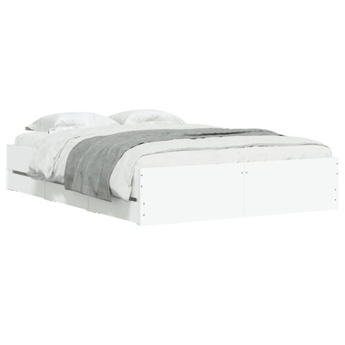 Bed Frame with Drawers White 135x190cm - Image 3