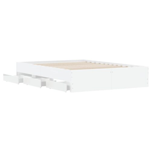 Bed Frame with Drawers White 135x190cm - Image 5