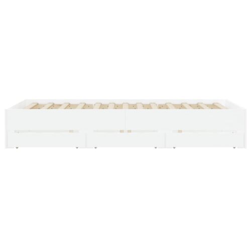 Bed Frame with Drawers White 135x190cm - Image 7