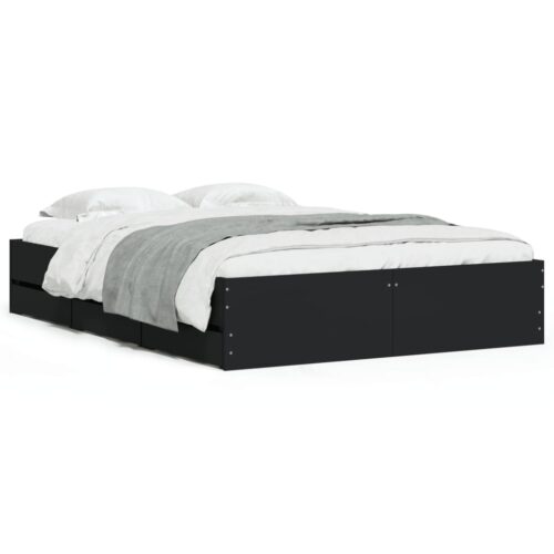 Bed Frame with Drawers Black 135x190cm
