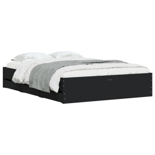 Bed Frame with Drawers Black 135x190cm - Image 3