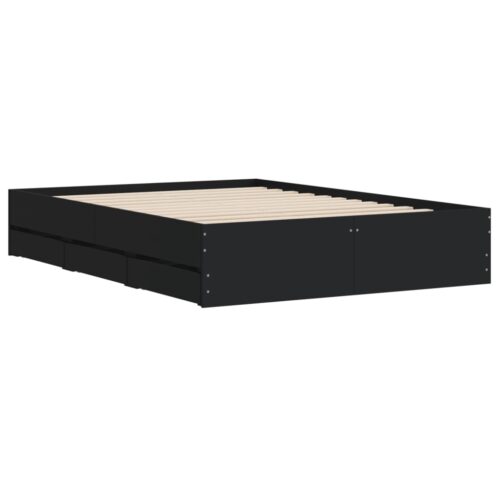 Bed Frame with Drawers Black 135x190cm - Image 4