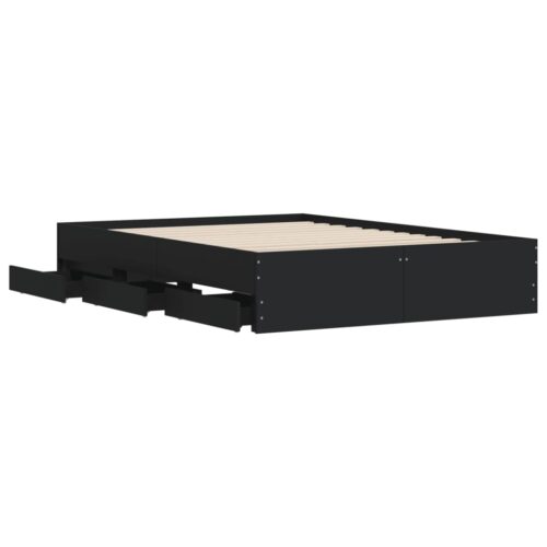 Bed Frame with Drawers Black 135x190cm - Image 5