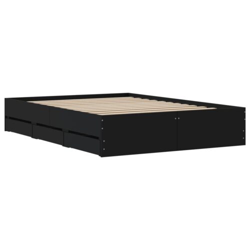 Bed Frame with Drawers Black 135x190cm - Image 8