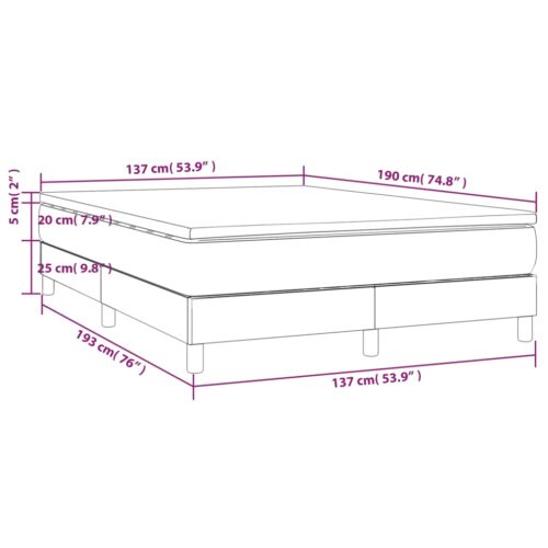 Box Spring Bed with Mattress Dark Grey 137x190cm Fabric - Image 10