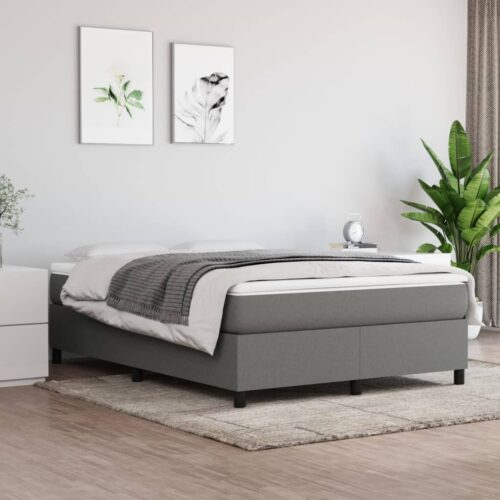 Box Spring Bed with Mattress Dark Grey 137x187cm Double Size Fabric - Image 10