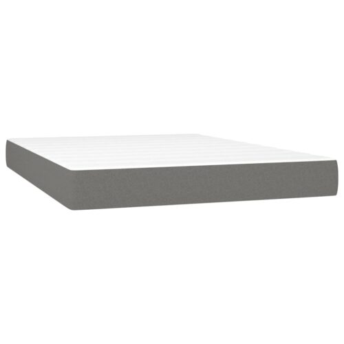 Box Spring Bed with Mattress Dark Grey 137x187cm Double Size Fabric - Image 4
