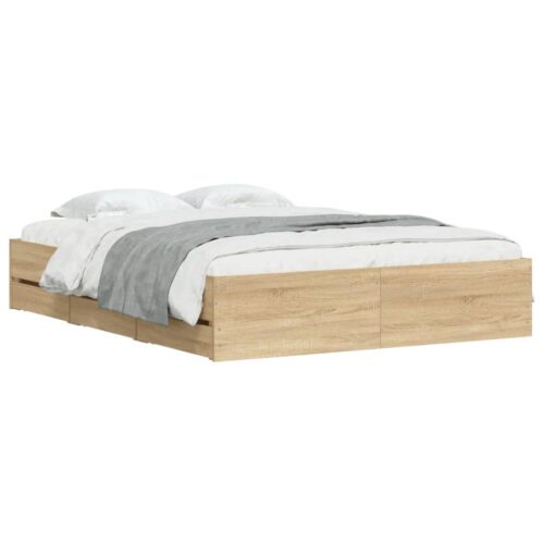 Bed Frame with Drawers Sonoma Oak 150x200cm - Image 3
