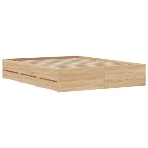 Bed Frame with Drawers Sonoma Oak 150x200cm - Image 8