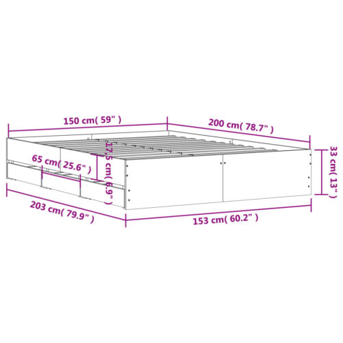 Bed Frame with Drawers Sonoma Oak 150x200cm - Image 11