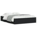 Bed Frame with Drawers Black 150x200cm