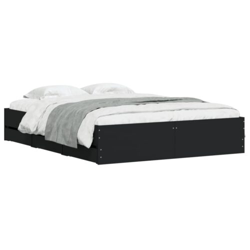 Bed Frame with Drawers Black 150x200cm - Image 3