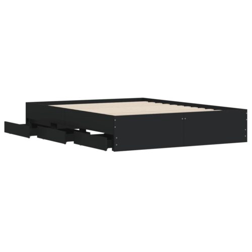 Bed Frame with Drawers Black 150x200cm - Image 5