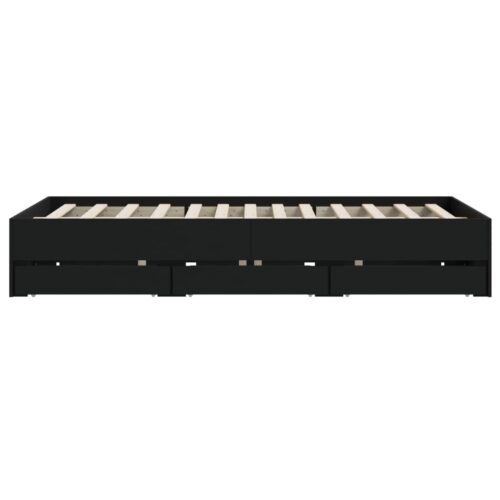 Bed Frame with Drawers Black 150x200cm - Image 7