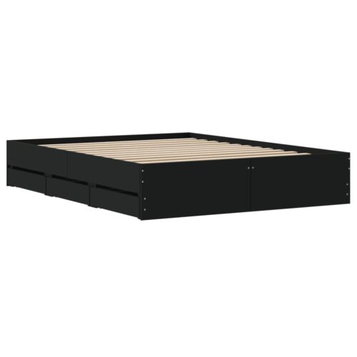 Bed Frame with Drawers Black 150x200cm - Image 8