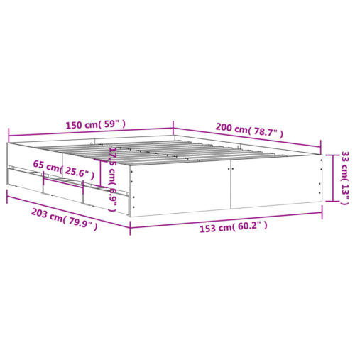 Bed Frame with Drawers Black 150x200cm - Image 11