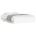 Bed Frame with Drawers White 150x200cm
