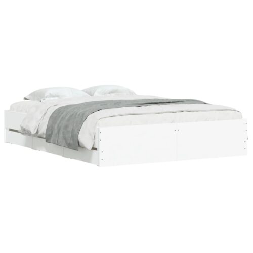 Bed Frame with Drawers White 150x200cm - Image 3