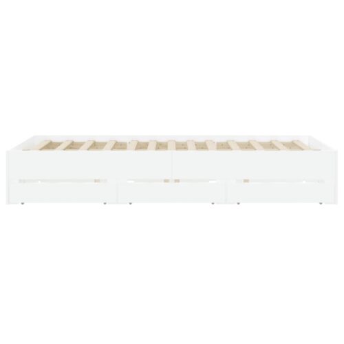 Bed Frame with Drawers White 150x200cm - Image 7