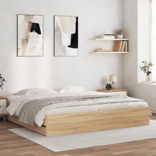 Bed Frame with Drawers Sonoma Oak 183x203cm King
