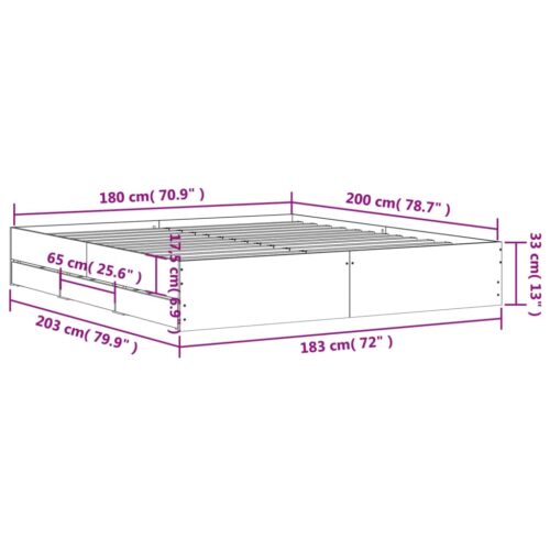 Bed Frame with Drawers Sonoma Oak 183x203cm King - Image 11